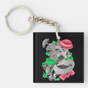 Surreal Puzzle Faces Keyring Schlüsselanhänger