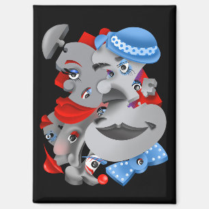 Surreal Puzzle Faces Kühlschrank Magnet