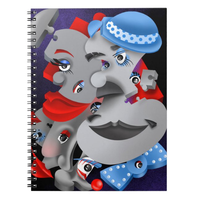Surreal Puzzle Faces Notebook Notizblock (Vorderseite)