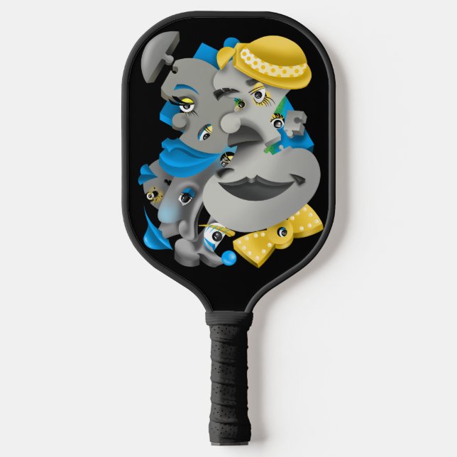 Surreal Puzzle Faces Pickleball Paddle (Vorderseite)