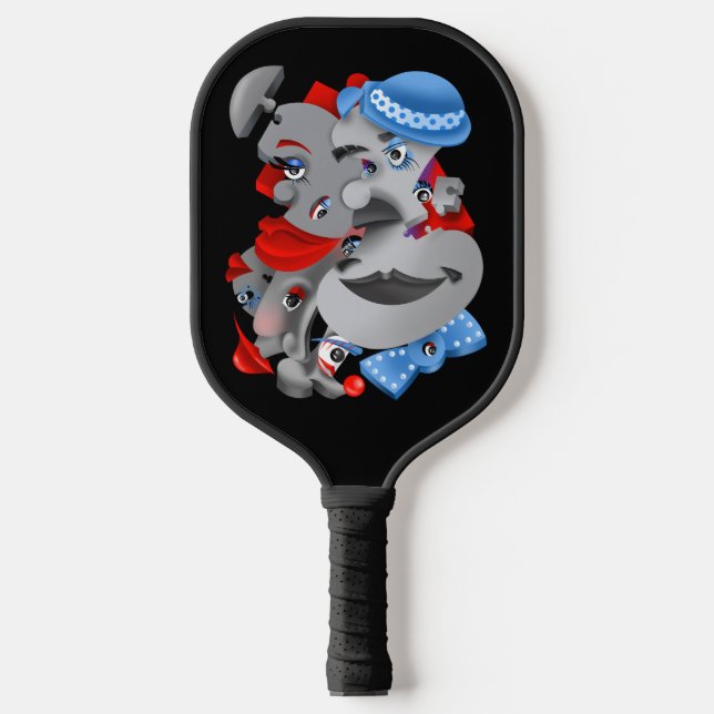 Surreal Puzzle Faces Pickleball Paddle (Vorderseite)