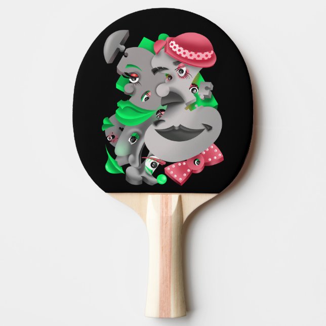 Surreal Puzzle Faces Ping Pong Paddle Tischtennis Schläger (Vorderseite)