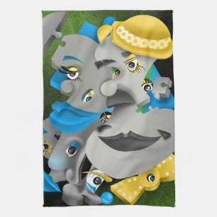 Surreal Puzzle Faces Teetuch Geschirrtuch