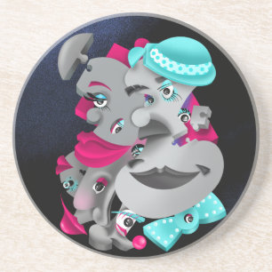 Surreal Puzzle Faces Untersetzer