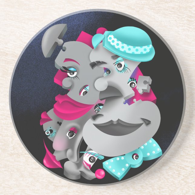 Surreal Puzzle Faces Untersetzer (Vorne)