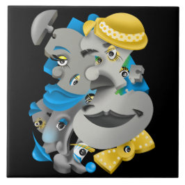 Surreal Puzzle Faces Versatile Tile Fliese