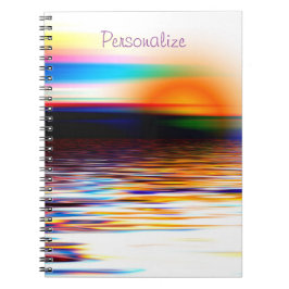 Surreal Rainbow Color Ocean bei Sonnenuntergang pe Notizblock