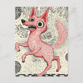 Surreal Red Fox Illustration - Quirky Indie art Postkarte