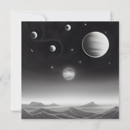 Surreal Retro Planets in Space Card