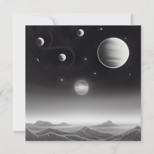 Surreal Retro Planets in Space Card