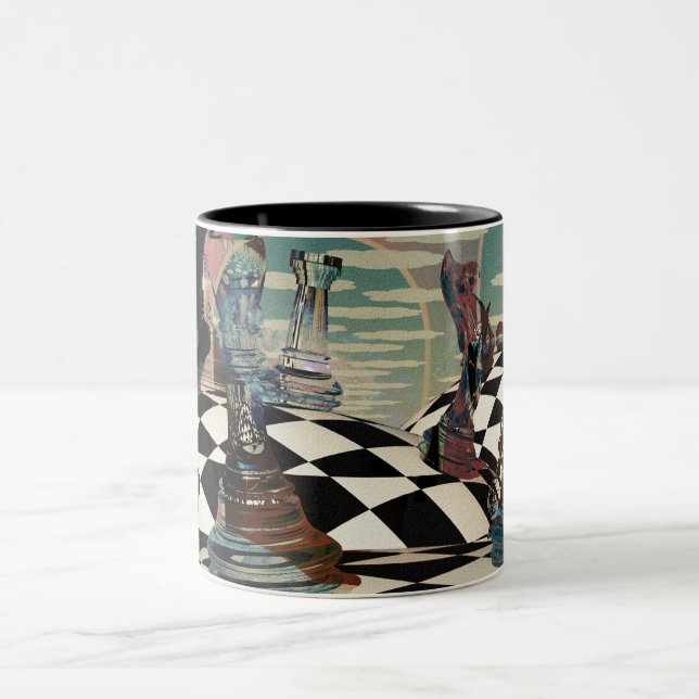 Surreal Schachspiel Zweifarbige Tasse (Mittel)