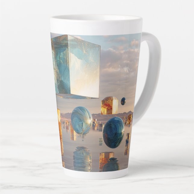 Surreal schwebende Würfel und Kugeln Milchtasse (Rechte Ecke)