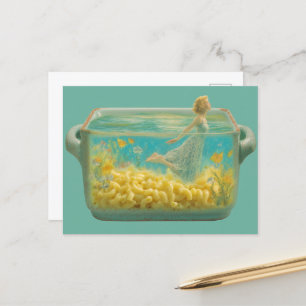 Surreal Schwimmen in einem Kasserolgericht Postkarte