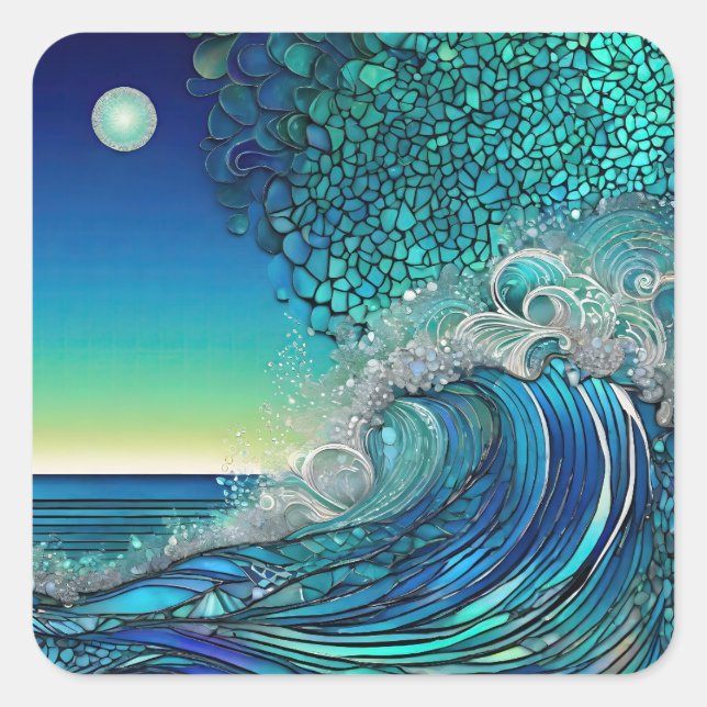 Surreal Seascape Quadratischer Aufkleber (Vorderseite)