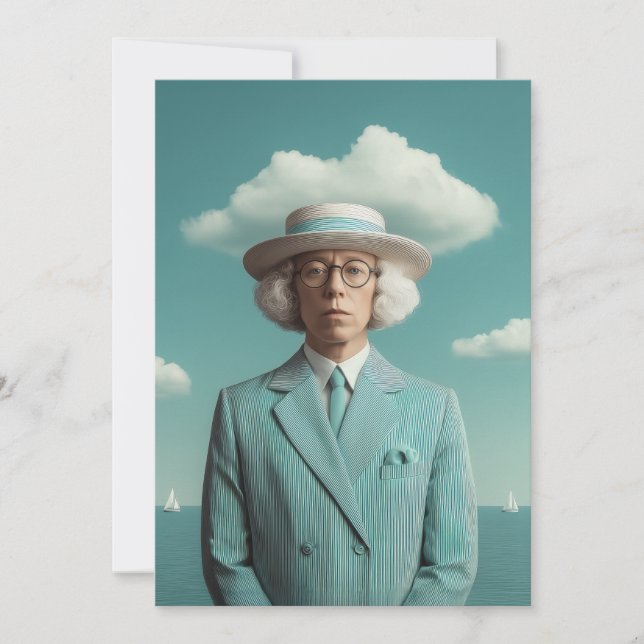 Surreal Seaside Gentleman Portrait Karte (Vorderseite)