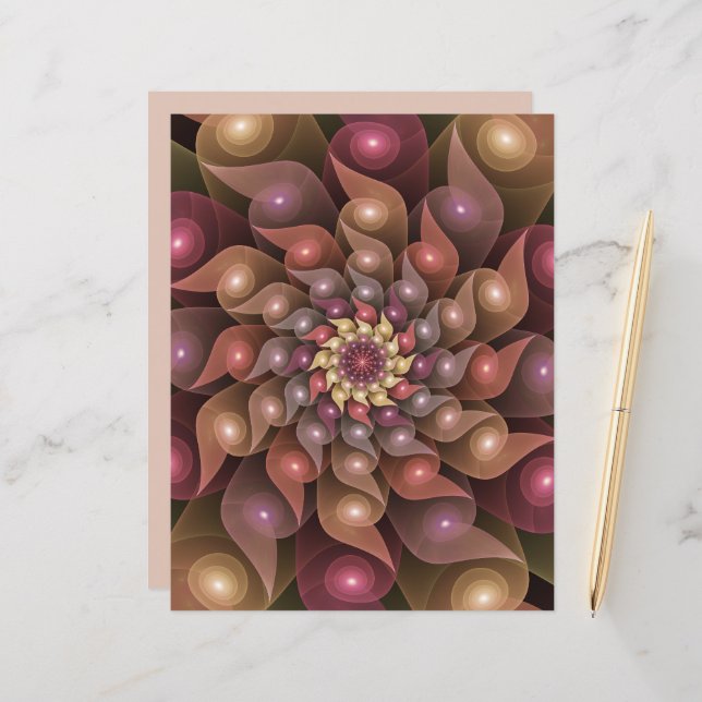 Surreal Shiny Blume Modernes Abstraktes Fraktal Ku (Vorderseite/Rückseite Beispiel)