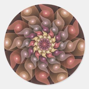Surreal Shiny Blume Modernes Abstraktes Fraktal Ku Runder Aufkleber