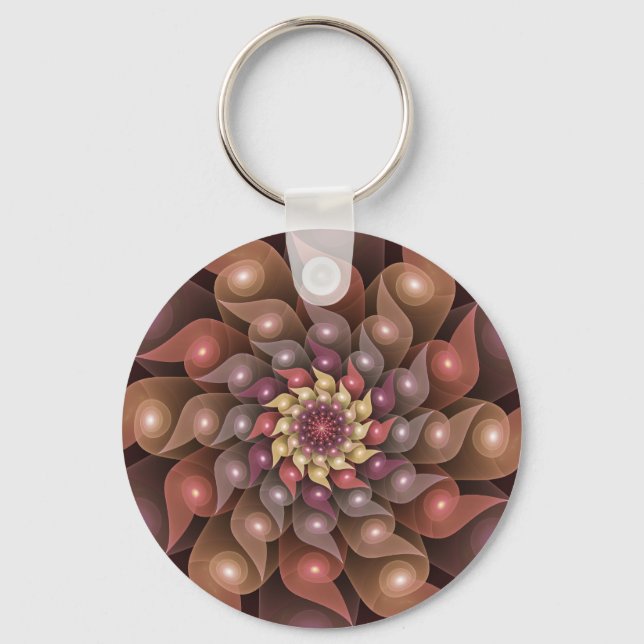 Surreal Shiny Blume Modernes Abstraktes Fraktal Ku Schlüsselanhänger (Vorderseite)