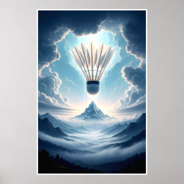 Surreal Shuttlecock Fantasy Landschaft Poster