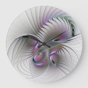 Surreal Shy Beauty Modern Abstract Fractal Art Große Wanduhr