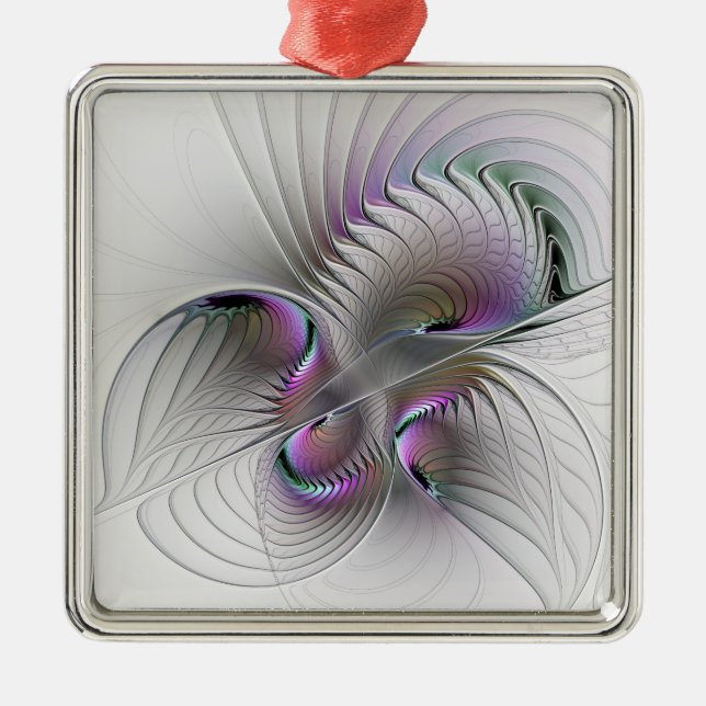 Surreal Shy Beauty Modernes Abstraktes Fraktal Kun Ornament Aus Metall (Vorne)