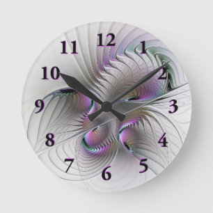 Surreal Shy Beauty Modernes Abstraktes Fraktal Kun Runde Wanduhr