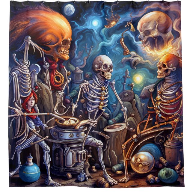 Surreal Skelette II Duschvorhang (Vorderseite)
