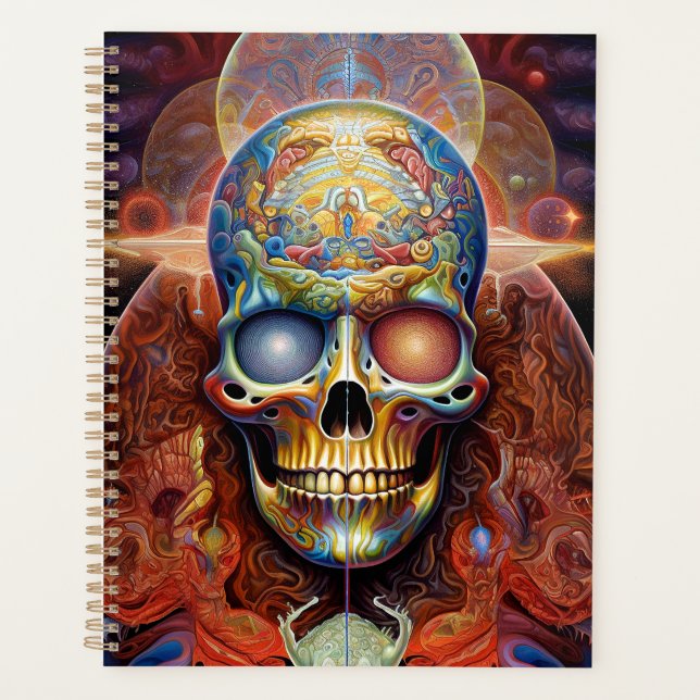Surreal Skull Farben Visionäre Kunst Planer (Vorderseite)