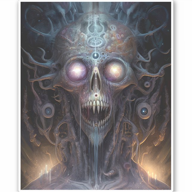 Surreal Skull Gothic Horror Art Aufkleber (Vorderseite)