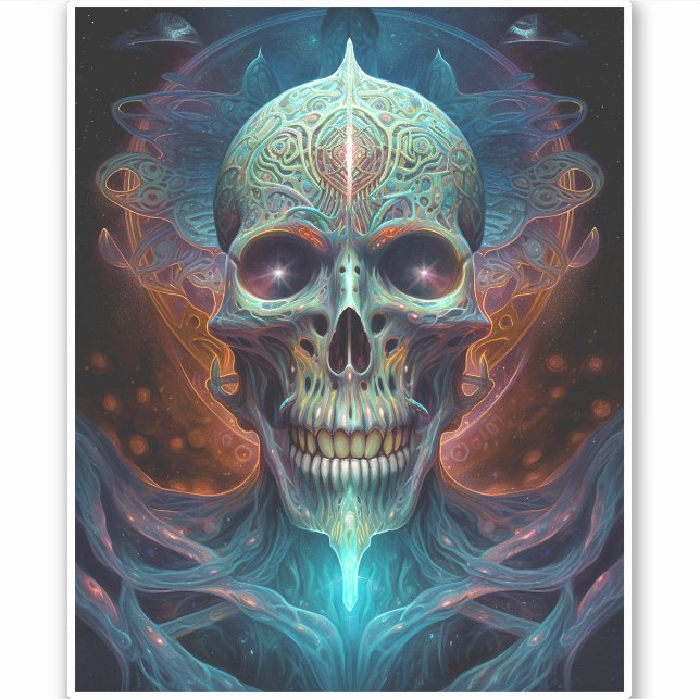Surreal Skull Gothic Horror Art Aufkleber (Vorderseite)