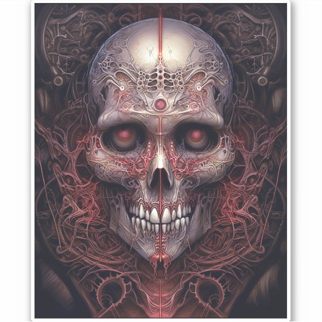 Surreal Skull Gothic Horror Art Aufkleber (Vorderseite)
