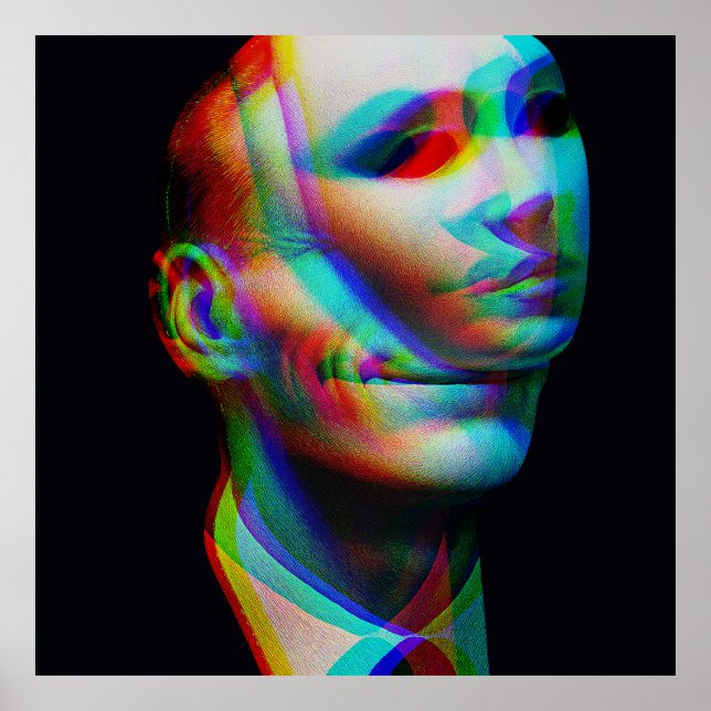 Surreal Smiling Man (Matte Print) Poster (Vorne)