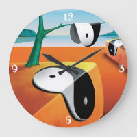 Surreal soft Yin Yang landscape clock.