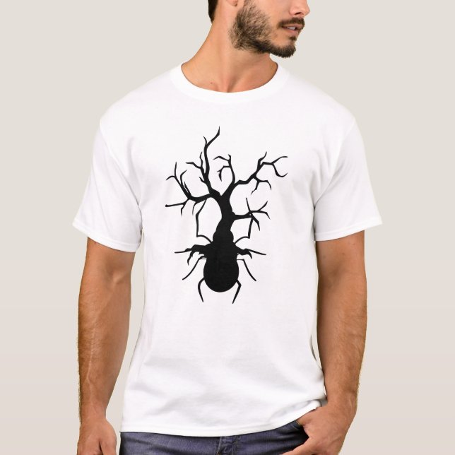 Surreal Spider-Tree Hybrid-Horror T-Shirt (Vorderseite)