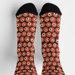 Surreal Stare Retro Eyeball Grid in Rot & Schwarz Socken