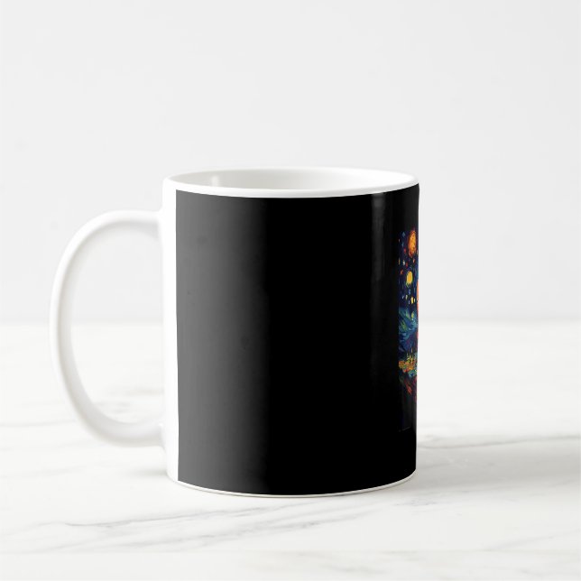 Surreal Starry Night Munchkin Cat Kaffeetasse (Links)