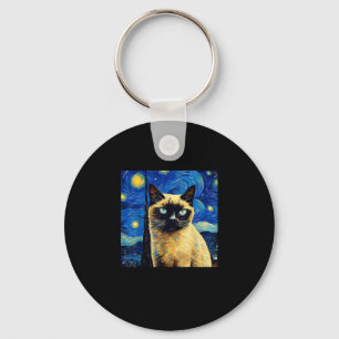 Surreal Starry Night Siamese Cat_1 Schlüsselanhänger
