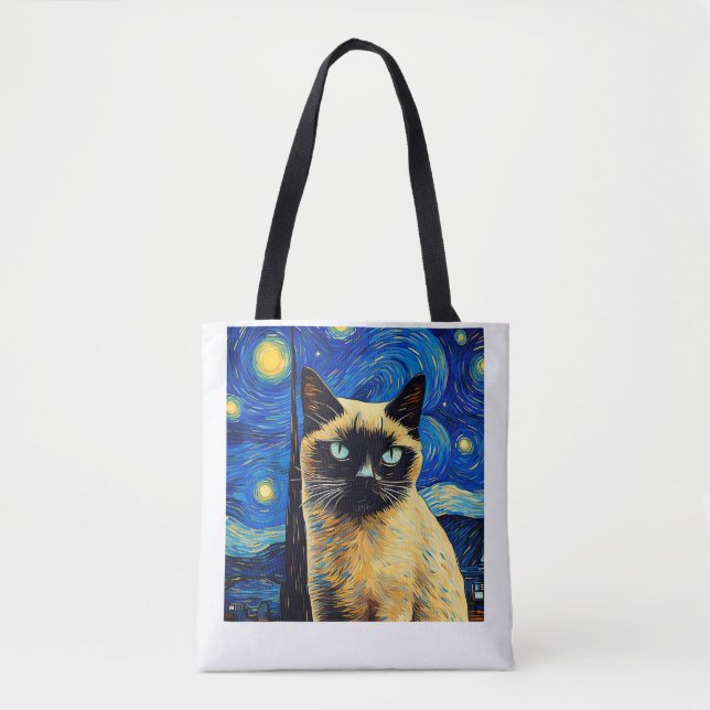 Surreal Starry Night Siamese Cat_1 Tasche (Vorderseite)