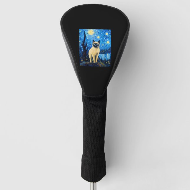 Surreal Starry Night Siamese Cat Golf Headcover (Vorderseite)