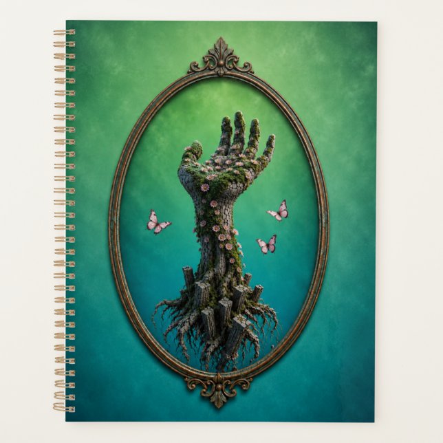 Surreal Stone Hand Daisies Notebook Planer (Vorderseite)