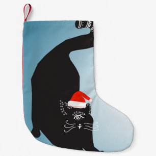 Surreal Strange Cat Weihnachtsmannmütze Kleiner Weihnachtsstrumpf