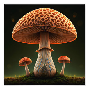 Surreal Straw Mushroom Digitale Aquarellkunst Fotodruck