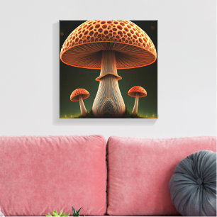 Surreal Straw Mushroom Digitale Aquarellkunst Leinwanddruck