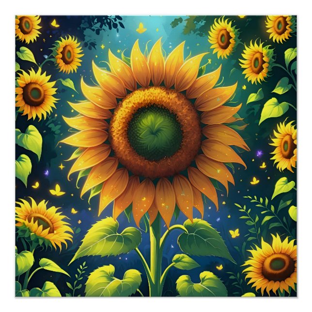 Surreal Sunblumen Poster (Vorderseite)