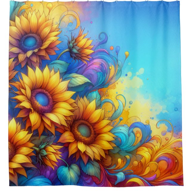 Surreal Sunflores Duschvorhang (Vorderseite)