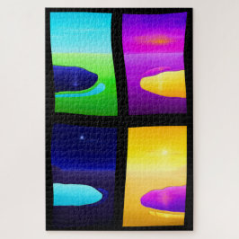 Surreal Sunset Painting Lake Sea Landschaft