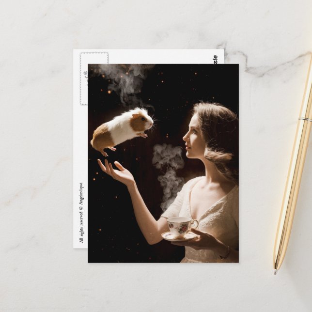 Surreal Teezeit Magische Guinea Schwein Postkarte (Vorderseite/Rückseite Beispiel)