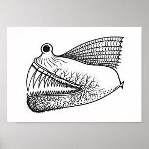 Surreal tiefes Meerestier – seltsames schwarzes Ti Poster