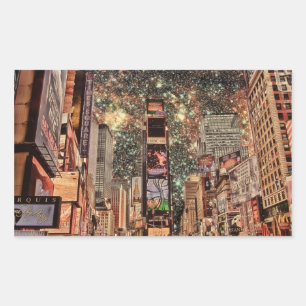 Surreal Times Square Rechteckiger Aufkleber