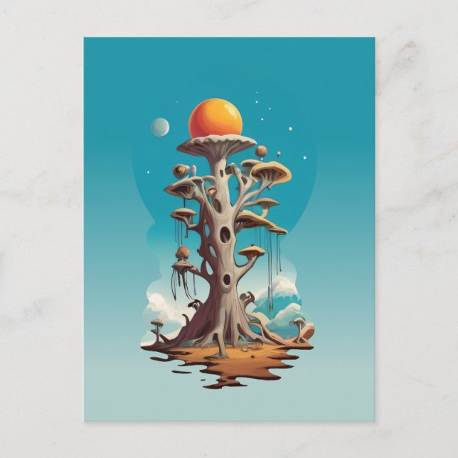 Surreal Tree in Fantasy Biome Postkarte (Vorderseite)